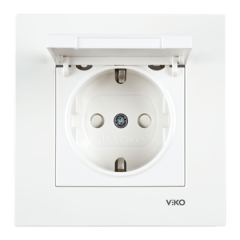 Viko Meridian/ Karre Beyaz Çocuk Korumalı Kapaklı Topraklı Priz (Mek+Düğ/Kap.) Çerçeve Hariç